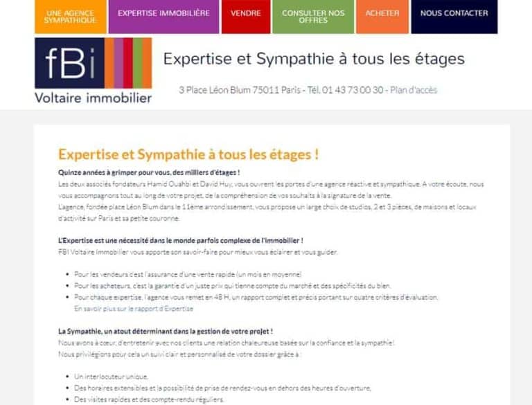 Photo représentant le logo de FBI immobilier avec le slogan "Expertise et Sympathie à tous les étage.