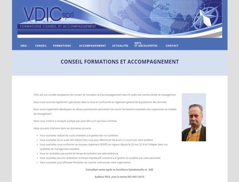 Page web du conseil en formations et accompagnement VDIC.