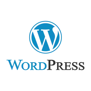 Logo WordPress avec texte "WordPress".