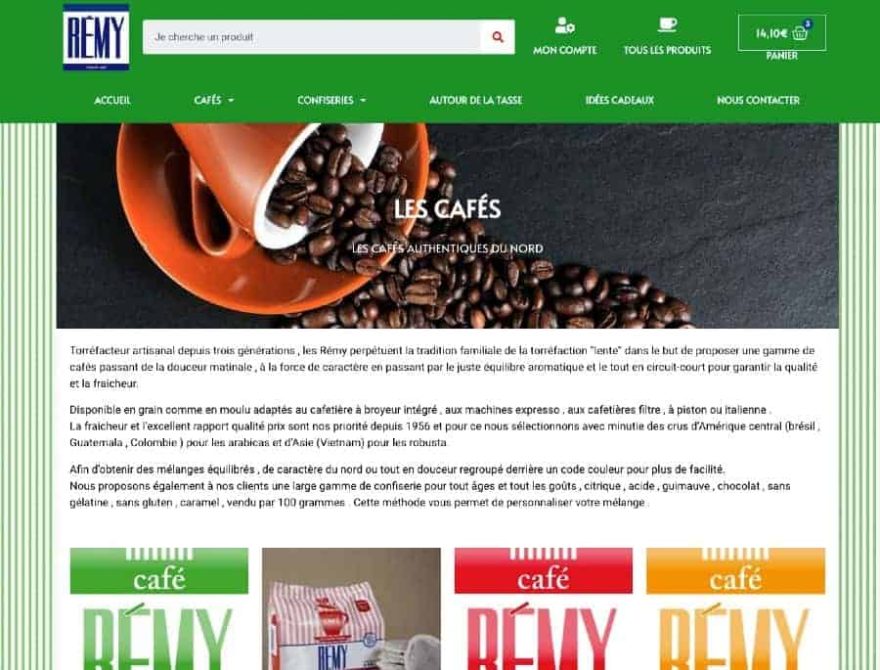 Site internet pour la vente de cafés authentiques du Nord, avec design personnalisé et fonctionnalit.