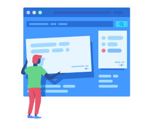 Image d'une personne travaillant sur un site web.