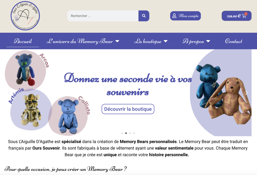 Our Memory Bears en tissu sentimental, création de souvenirs personnalisés et uniques pour des momen.