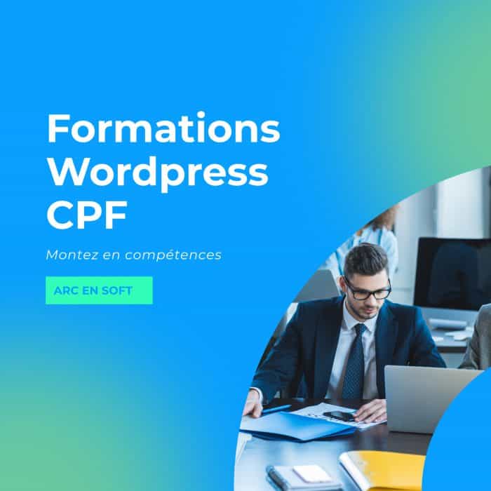 Image d'une formation WordPress CPF avec des participants en atelier.