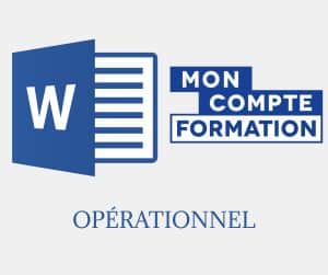 Logo Microsoft Word avec texte "Mon Compte Formation" et "Opérationnel".