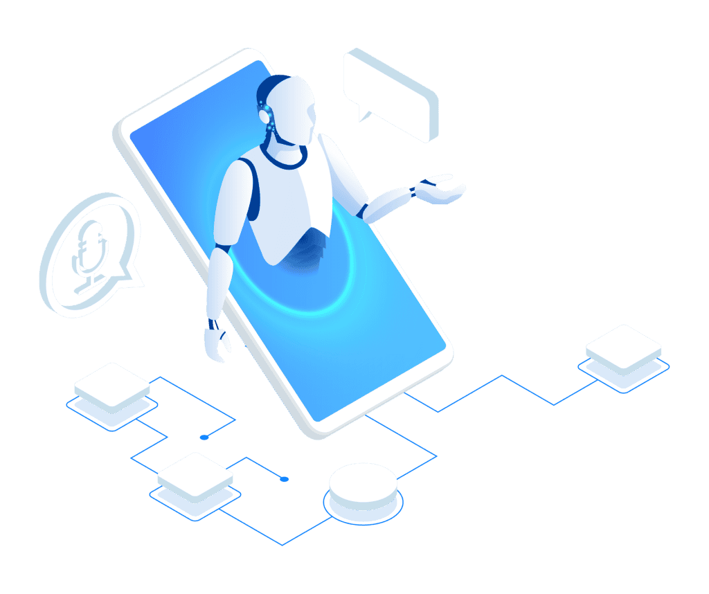 Illustration d'une intelligence artificielle aidant à créer des sites internet modernes.