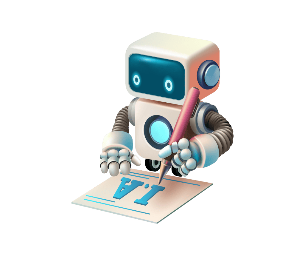 Robot rédigeant un site internet personnalisé.