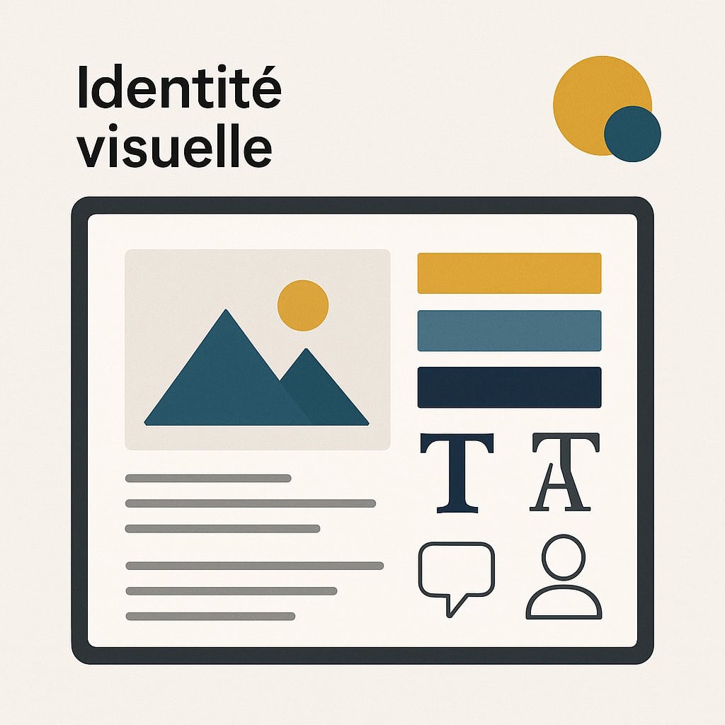 Illustration d'une identité visuelle pour site web et réseaux sociaux.