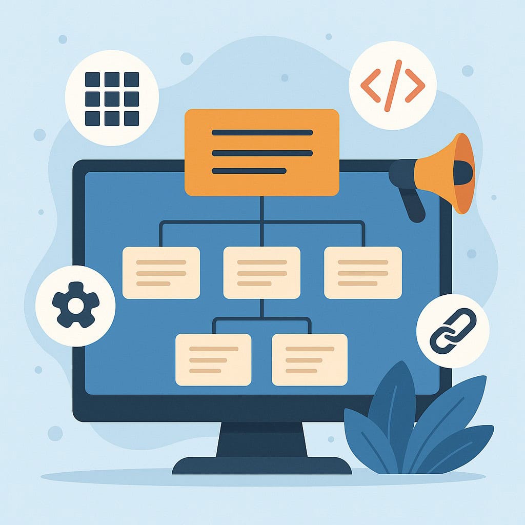 Schéma illustrant la structure d'un site web optimisé pour la visibilité digitale.