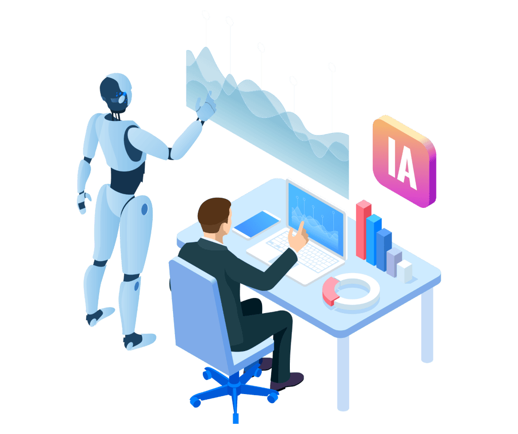 Robot IA analysant le référencement d’un site web.