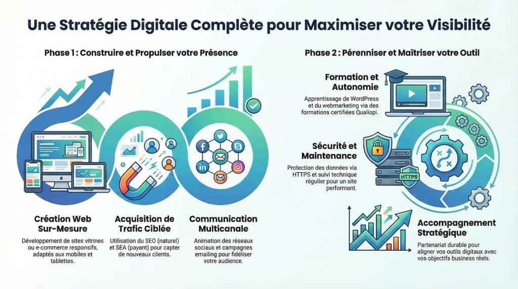 Image illustrant la création de sites web personnalisés pour optimiser votre présence en ligne.