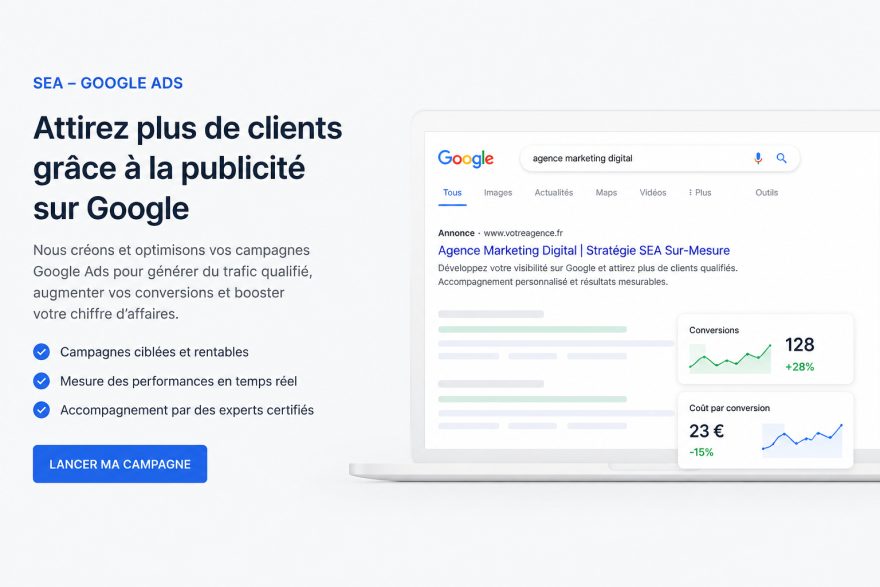 Capture d'écran d'une campagne Google Ads pour agence web.