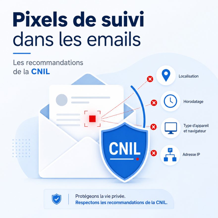 Schéma illustrant les pixels de suivi dans les emails selon la CNIL.