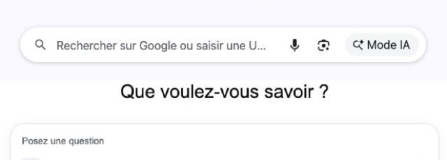 Capture d'écran de la page de recherche Google avec mode IA activé.