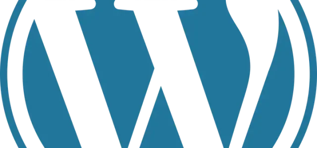 Logo WordPress avec fond bleu.