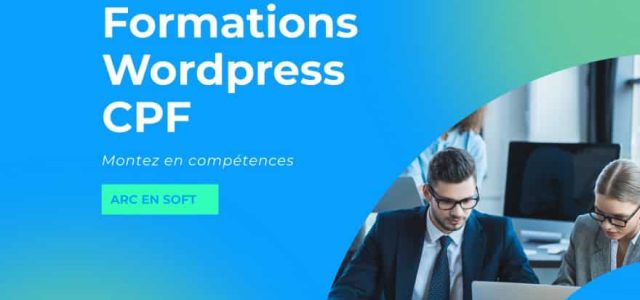 Image d'une formation WordPress CPF avec des participants en atelier.
