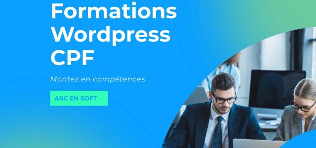 Image d'une formation WordPress CPF avec des participants en atelier.