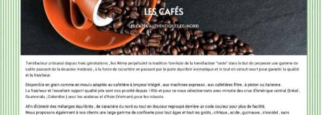 Site internet pour la vente de cafés authentiques du Nord, avec design personnalisé et fonctionnalit.