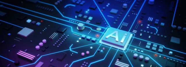 Illustration de l'intelligence artificielle et des circuits électroniques.