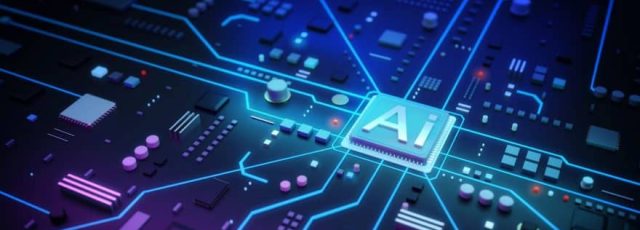 Illustration de l'intelligence artificielle et des circuits électroniques.