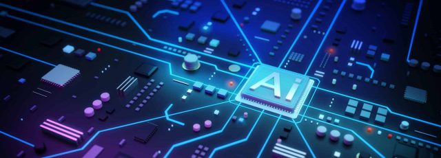 Illustration de l'intelligence artificielle et des circuits électroniques.