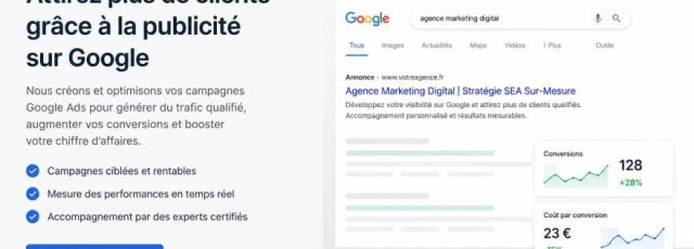 Capture d'écran d'une campagne Google Ads pour agence web.