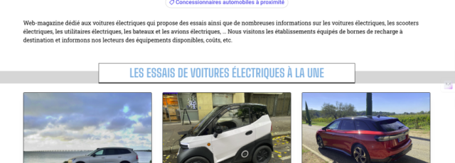 Voiture électrique en test avec batterie performante sur route mouillée.